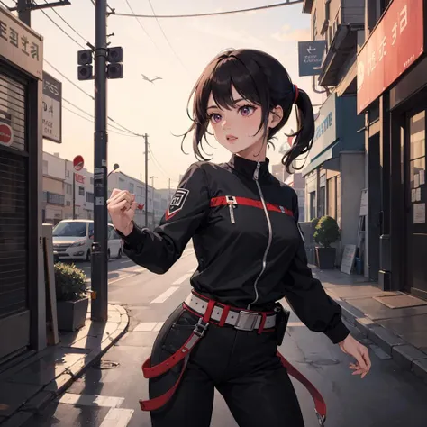 masterpiece,highres,high quality,extremely detailed,solo,
1girl,fighting_stance,
hand up,