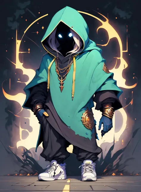 illustration, cartoon, soothing tones, calm colors, blue WIZARD, wearing a hoodie, magic <lora:WizardiQue:1> <lora:Atlas:0.7> <lora:easy_sticker:0.7>