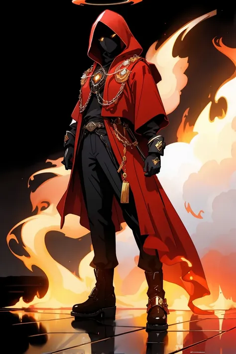 mysterious red wizard,halo,flames,stylish boots,masterpiece,<lora:WizardiQue:0.8>,(best quality, high quality, high resolution), realistic, ultra-detailed,gold