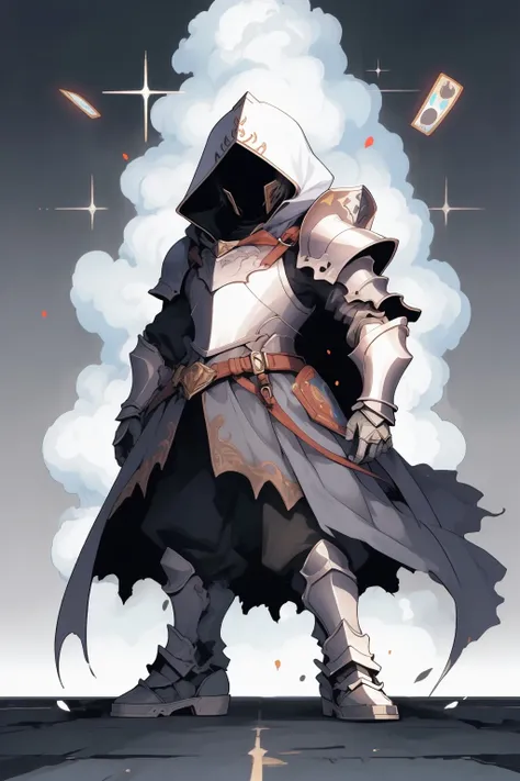 a person in a full metal armor with mask , <lora:WizardiQue:1>