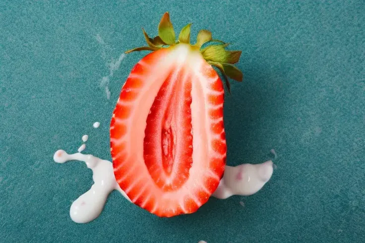 milk on strawberry looks like vagina