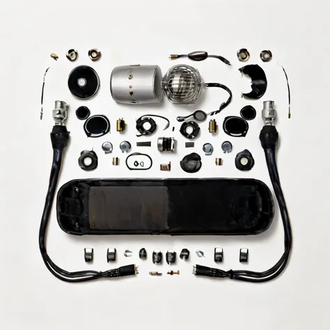 disassemble\(ttp\), <lora:2DFakeDisassemble2D_v10:0.8>, bulb microphone, no humans, simple white background