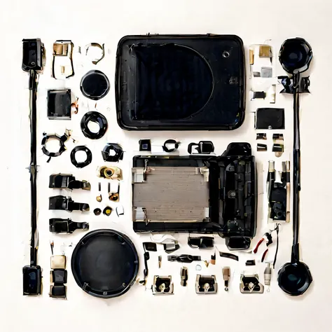 disassemble\(ttp\), <lora:2DFakeDisassemble2D_v10:0.8>, condenser microphone, no humans, simple white background