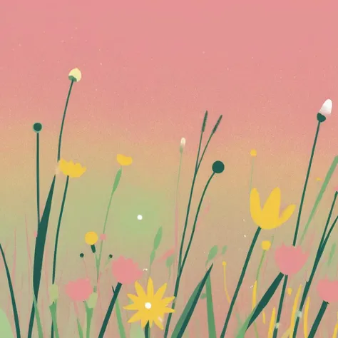 illstyle, illustration style, a closeup of a wildflower field, green pink yellw <lora:Illustration_-StyleXL_kk:1>