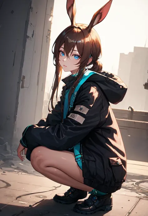 (safe:1.10), best quality, masterpiece, highres, solo, (amiya_arknights:1.10), squatting, cowboy shot, looking at viewer, 35 <lora:amiya_arknights:0.80>