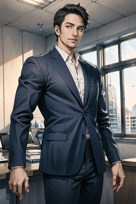 A 55-year-old middle-aged man with short brown hair and a silver Tang suit,With a relaxed expression,Restaurant reception,grand master,tmasterpiece,8k wallpaper,CG,Ultra-high image quality,light and shadow effect