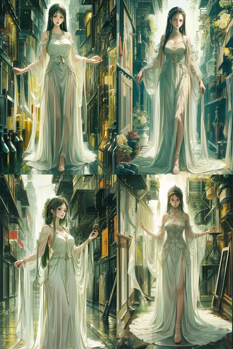 (((masterpiece,best quality))),((good structure,Good composition,good atomy)), ((clear, original,beautiful)),,1girl, long hair,white green theme, <lora:As_KeFr_Mix73:1>,long dress ,