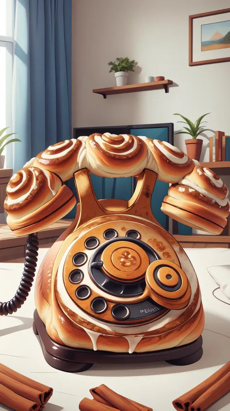 <lora:CinnamonBunStyle:1.0>CinnamonBunStyle rotary phone, (Masterpiece:1.3) (best quality:1.2) (high quality:1.1)