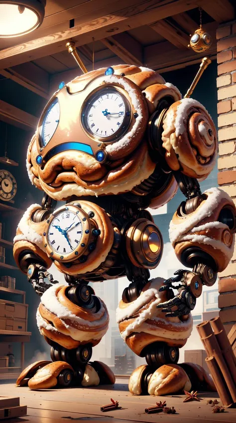 <lora:CinnamonBunStyle:0.7>CinnamonBunStyle robot. clock_realm robot, clock, <lora:ClockRealm:0.6>, (Masterpiece:1.3) (best quality:1.2) (high quality:1.1)