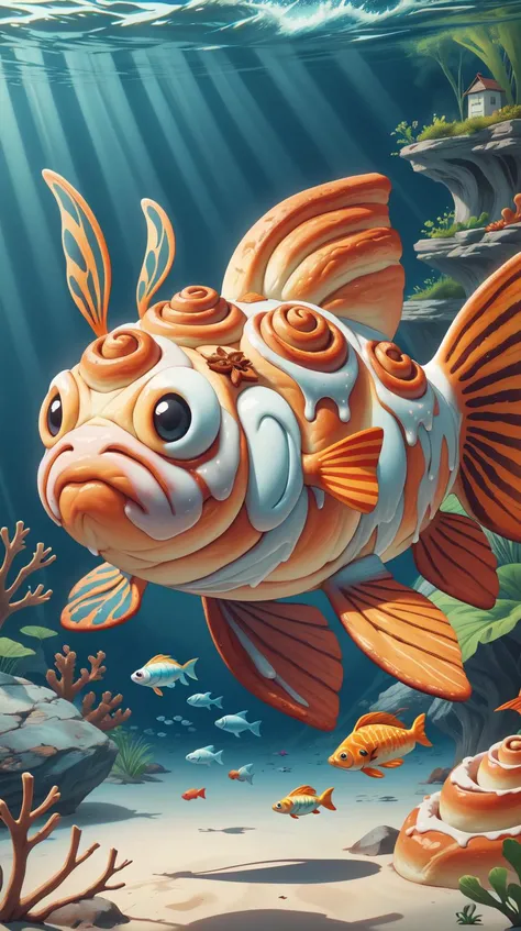 <lora:CinnamonBunStyle:1.0>CinnamonBunStyle fish, (Masterpiece:1.3) (best quality:1.2) (high quality:1.1)