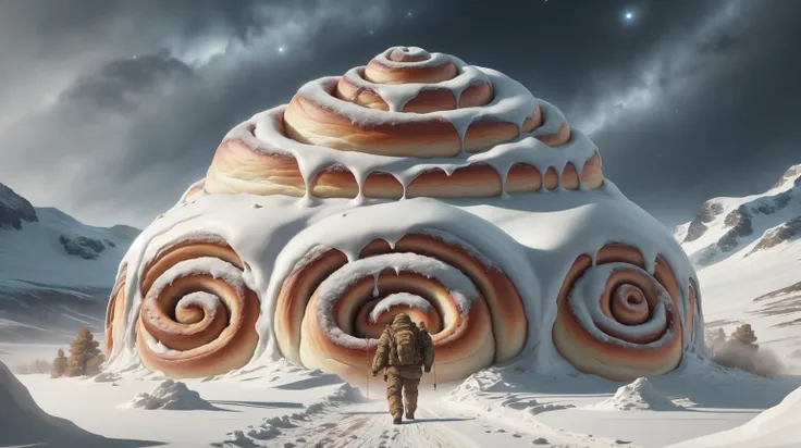 <lora:CinnamonBunStyle:1.0>CinnamonBunStyle an arctic expedition team haunted by mysterious apparitions in blistering snow, (Masterpiece:1.3) (best quality:1.2) (high quality:1.1)
