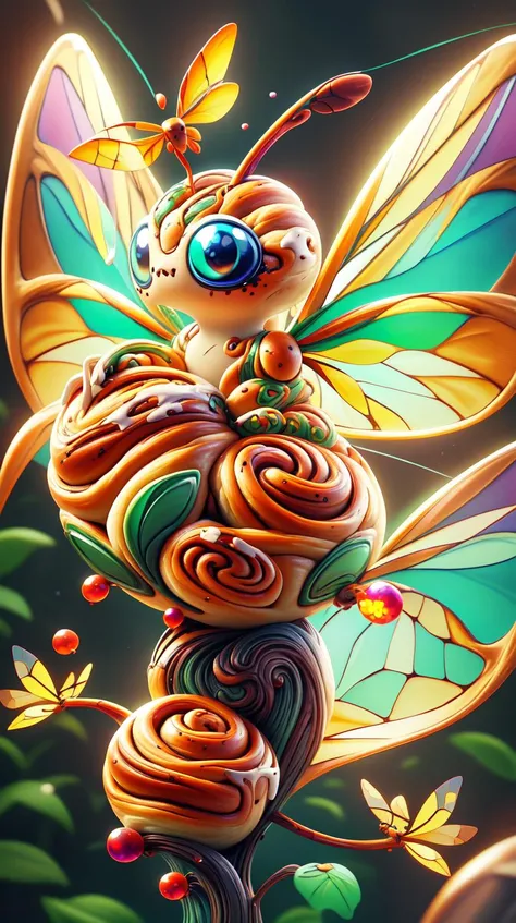 <lora:CinnamonBunStyle:1.0>CinnamonBunStyle close-up of a dragonfly with wings made of stained glass, vibrant and radiant, (Masterpiece:1.3) (best quality:1.2) (high quality:1.1)