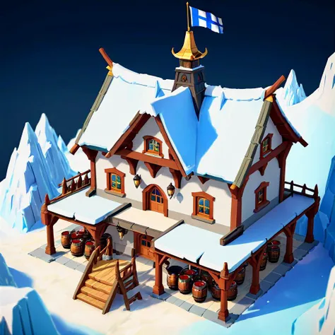 arctic mountain, Grandiose, tavern , heroic fantasy tilt-shift, high angle <lora:Stylized_Setting_SDXL:1.0> Isometric_Setting