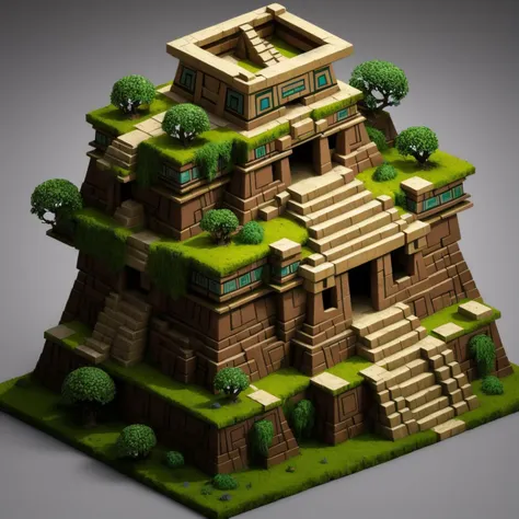 ((masterpiece,best quality)), absurdres <lora:Isometric_Setting:0.7>, Isometric_Setting,  miniature mayan temple, covered in moss, real time strategy, altar, isometric