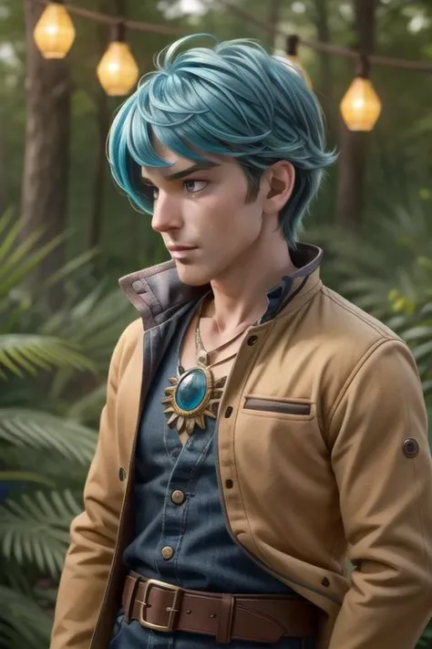 boy, {an extremely rugged and handsome}, dreamy forest, photorealistic, ((dragon boy)), slim waist, messy hair, blue eyes, looking at viewer, necklace, (handsome face), profile, (close up, from belt:1.2), (best quality, high quality:1.2), intricate details, 8k, photorealism, photorealistic, bokeh, cinematography, cinematic, cinematic lighting, cinematic bloom, sharp focus, sfw, <lora:fix_vivid:0.4>, <lora:fix_add_detail:0.6>, <lora:fix_goodhands:0.8>