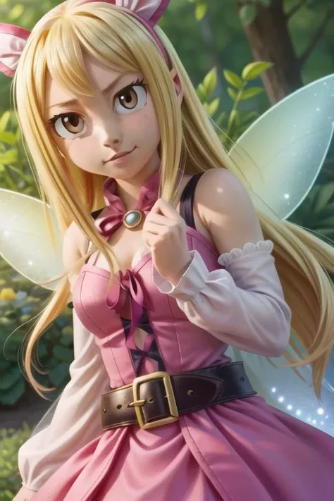 girl, cute, long blonde hair, angel wings ears, detailed eyes, pink dress, red collar ribbon, blue ribbon belt, (mavis, fairy tail:1.4), dreamy garden, (close up, from belt:1.3), (best quality, high quality:1.2), intricate details, 8k, photorealism, photorealistic, bokeh, cinematography, cinematic, cinematic lighting, cinematic bloom, sharp focus, sfw, <lora:fix_vivid:0.4>, <lora:fix_add_detail:0.6>, <lora:fix_goodhands:0.8>