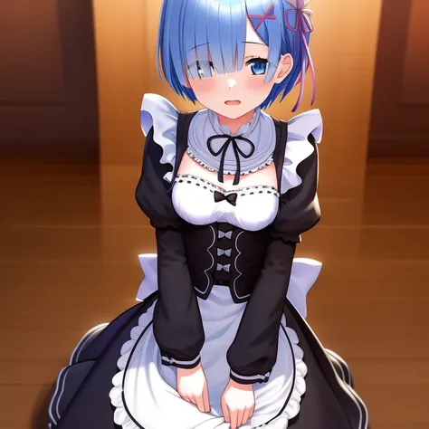 masterpiece,best quality,extremely detailed CG unity 8K wallpaper,1girl,blue hair, maid,