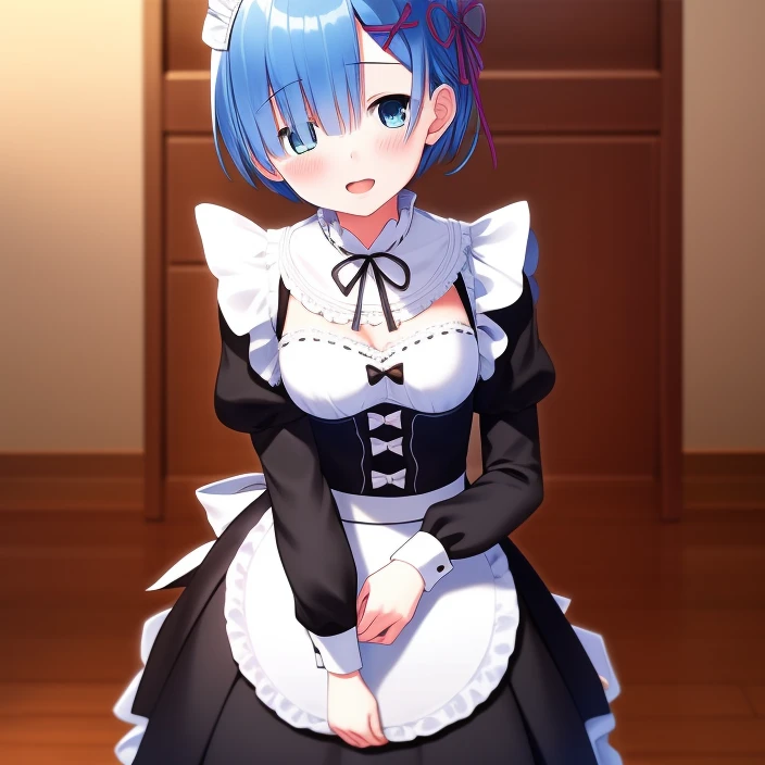 masterpiece,best quality,extremely detailed CG unity 8K wallpaper,1girl,blue hair, maid,