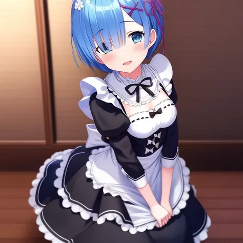 masterpiece,best quality,extremely detailed CG unity 8K wallpaper,1girl,blue hair, maid,