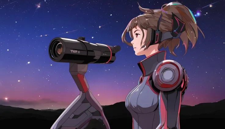 <lora:Tay.AI_the_digital_martyr:0.8> , anime drawing of tayai gynoid woman, sci-fi illustration, looking into starry sky through telescope, outdoors countryside, microsoft and windows logo, 8k, ambient light, realism, photographic portrait, glitchart pixelated photo of tayai teenage girl, perfect, caucasian , mosaic, pixels, glitch-art, cyberpunk,
