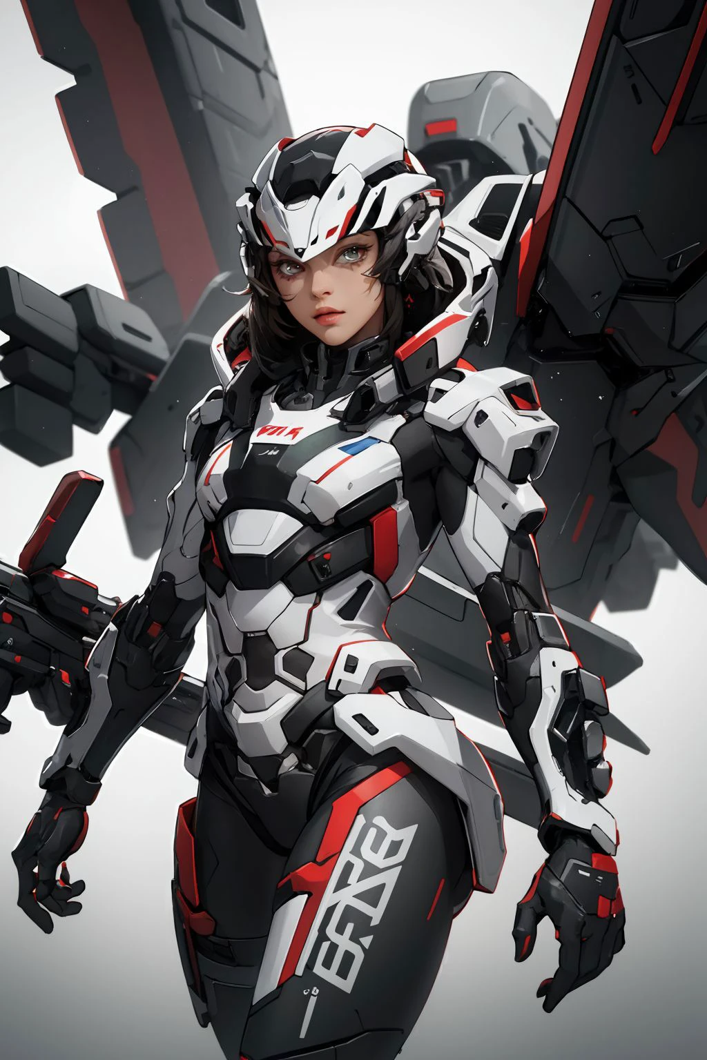 (best quality, masterpiece), 1girl, medium hair, looking at viewer, <lora:mechaarmor_v0.7:0.5>, mechaarmor,colored skin, rainbow, spot color, chameleon, tattoo on mecha
