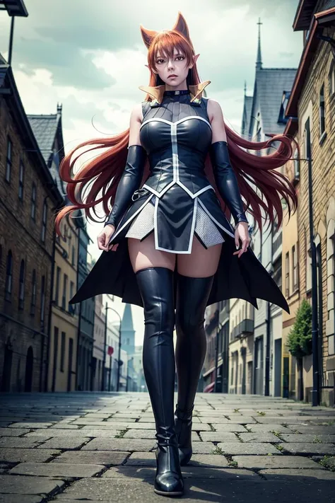 Ultrasexy, full body, ultrarealistic, ((Erza Scarlet)) wearing 2B outfit, climbing up a ladder, view from below,