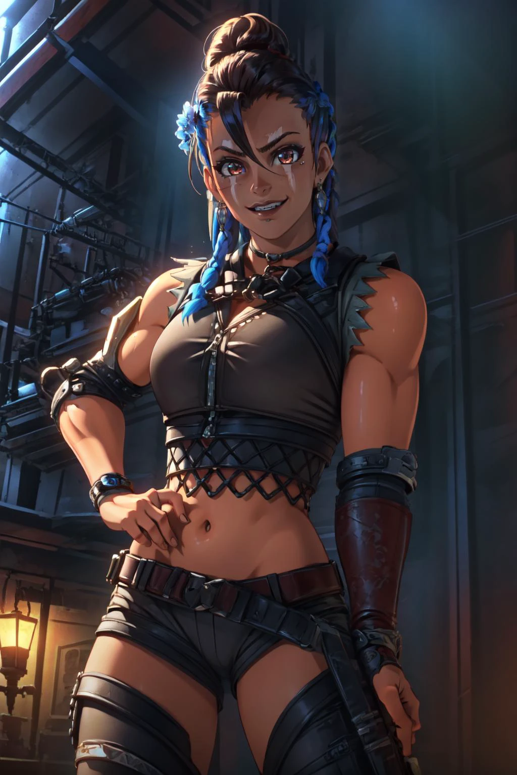 (masterpiece, best quality), intricate details,
1girl, <lora:junkerqueenv1:0.8> owjq,, muscular women,