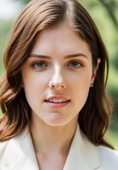 RAW close up portrait photo of annakendrick-ti, natural lighting, 8k uhd, dslr, high quality, film grain, Fujifilm XT3, by William Eggleston, Suit and tie, casual clothing, well dressed