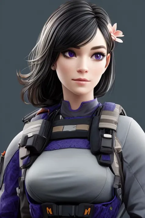 realistic, masterpiece, profesional image trending on artstation of 1 gilr Aruni,<lora:Aruni_from_Rainbow_Six_Siege:0.76> 1girl, aruni , purple eyes, slender, small breasts, black hair, flower in hair, scar on face, dynamic pose , in fancy caffe  background, perfect quality, rim lights, detialed,  focus on character  ,   perfect body proportions,   realistic skin details  BREAK,  ultrasharp, ultradetailed, perfect quality, masterpiece, intricated details, ultra clear,  <lora:add_detail:0.7>, <hypernet:sxzBloom_sxzBloom:0.3>,  detailed skin perfectly detailed face, sharp face,