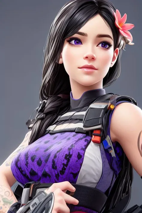 realistic, masterpiece, profesional image trending on artstation of 1 gilr Aruni,<lora:Aruni_from_Rainbow_Six_Siege:0.76> 1girl, aruni , purple eyes, slender, small breasts, black hair, flower in hair, scar on face, dynamic pose , in fancy caffe background, perfect quality, rim lights, detialed, cowboy shot , perfect body proportions, realistic skin details BREAK, ultrasharp, ultradetailed, perfect quality, masterpiece, intricated details, ultra clear, <lora:add_detail:0.7>, <hypernet:sxzBloom_sxzBloom:0.3>, detailed skin perfectly detailed face, sharp face,