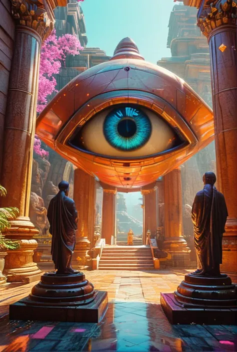 Color photo (Technocratic Cybernetic Temple to the all-seeing-eye religion)(technology by Nvidia Neurolink Pixar Magic Leap Palantir)(evocative depth of field)(absolute sharpness)
<lora:LCM-LoRA-XL_V1:0.21>
<lora:SDXLHighDetail_v5:0.3>
<lora:MJ52:.6> 
<lora:JuggerCineXL2:.6>  
<lora:AzaleaXL2:.9> 
<lora:DetailedEyes_V3:.9>