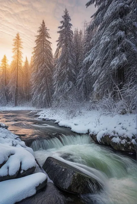 (extremely breathtaking stunning majestic elegant winter Canadian landscape, hyper detailed breathtaking view of rushing river across the tremendously majestic winter forest shimmering after rain colors at sunrise, high contrast natural lighting, impressively beautiful depiction, (with true film high dynamic range award winning image, legacy artwork, 8k)(processing: .25 unsharp mask, S curve, dodge and burn, mid-level contrast, dark edge vignette)
<lora:LCM-LoRA-XL_V1:0.21>
<lora:SDXLHighDetail_v5:0.5>
<lora:add-detail-xl:0.5>
<lora:ral-exposure:0.2> ral-exposure <lora:sdxl_photorealistic_slider_v1:1.5>