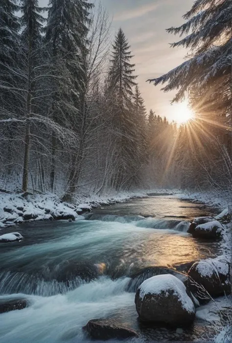 (extremely breathtaking stunning majestic elegant winter Canadian landscape, hyper detailed breathtaking view of rushing river across the tremendously majestic winter forest shimmering after rain colors at sunrise, high contrast natural lighting, impressively beautiful depiction, (with true film high dynamic range award winning image, legacy artwork, 8k)(processing: .25 unsharp mask, S curve, dodge and burn, mid-level contrast, dark edge vignette)
<lora:LCM-LoRA-XL_V1:0.21>
<lora:SDXLHighDetail_v5:0.5>
<lora:add-detail-xl:0.5>
<lora:ral-exposure:0.2> ral-exposure <lora:sdxl_photorealistic_slider_v1:1.5>