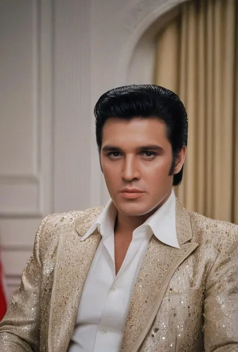 (Elvis Presley as US President from another dimension inside white house)(dodge and burn, corner edge darken vignette)(exposure POP!!! hdr extremely intricate, Sharp focus, dramatic cinematic light, (8k textures, elegant, cinematic look)(breathtaking, insane details)
<lora:LCM-LoRA-XL_V1:0.21>
<lora:SDXLHighDetail_v5:0.5>
<lora:add-detail-xl:0.5>
<lora:ral-exposure:0.2> ral-exposure <lora:sdxl_photorealistic_slider_v1:1.5>