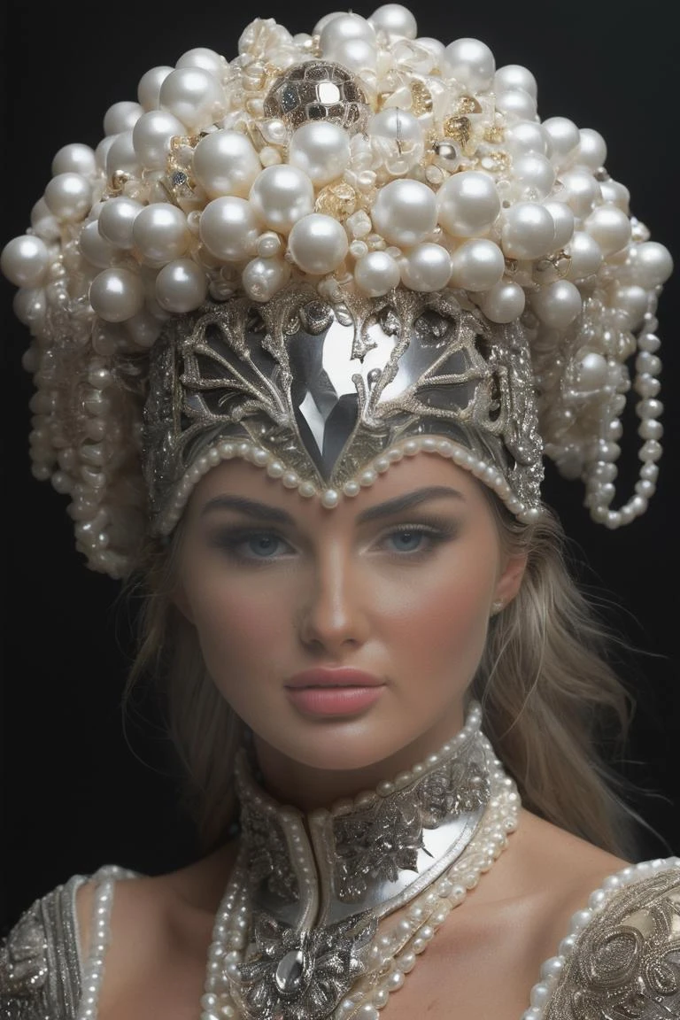 emily_garmon_model <lora:emily_garmon_model:1> (8k, RAW photo, highest quality), hyperrealistic, insanely detailed, with a mask on her head and a face covered in jewels and pearls, with a black background, Bastien Lecouffe-Deharme, high detail 8 k, a 3D render, fantasy art
<lora:ReaLora:.7> <lora:skin_slider_v1:.7> <lora:more_details:.7>