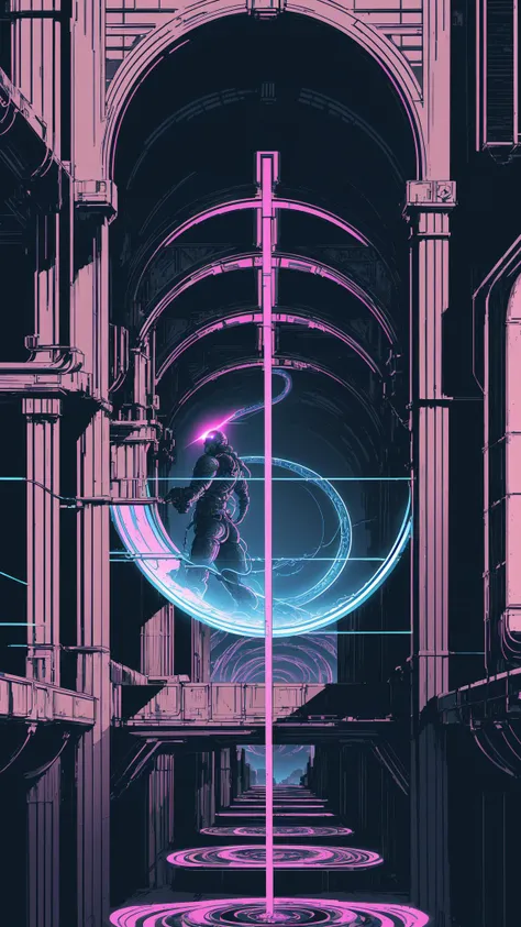 Frank frazetta style fantasy landscape, Super high definition, reflective pools, HDR, Dark vaporwave color palette, eclipse, glowing archway, huge twisting vines, aerial view of rolling hills in bizarre alien landscape, fibonacci, Enki, annunaki, monolith, living megaliths with glowing eyes, ufo, dna, cosmic serpent, vaporwave tiled liminal space, iris, pixel art","wallpaper, 1boy, solo, male focus, tattoo, monochrome, cyberpunk, (chromatic aberration), detailed background, mechanical parts, cable, indoors