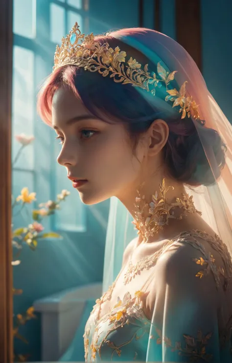 Double Exposure photography, Princesscore aesthetic, bright colors, stunning background. bathed in sunlight, a mesmerizing blend of light and shadow. masterpiece, absurdres, intricate details, double image ghost effect, image combination, double exposure style