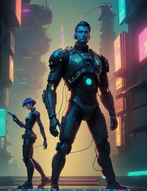 a 3D professional render of a (free-thinking cyborg scholar):1.2, (psychological anime of a virtual avatar with a cybernetic design inspired by sci-fi s in the style of Mamoru Oshii.):1.5
AND <('Inspirations':('Mecha'+'ShadowRun'+'Cyberpunk RPG'+'Ghost in the Shell'+'Avalon'+['Halo']+'Marvel Comics'):1.25)>,
AND <('Cyberpunk':('Vaporwave'+'Cybernetics'+'Opulence'+'Dystopian'+'Upper Echelon'+'NightCity Penthouse Skyline'):1)> aesthetic,
AND <(3D:('Cartoon'+('Octane Render')+'Volumetric Lighting'+('Pixar Style')+'Professional Studio'):1)>;
BREAK <(Quality:('Pixar'+'Masterpiece'+'Best'+'High'):1.2)>,
AND <('Face':('blue LED eyes'+'eye camera lens'):1)>;
BREAK solo, 1man, cyborg, vibrant, high tech, overcoat:trenchcoat:0.65, highly detailed, volumetric, dramatic lighting, 3D art, scifi, science fiction, unsettling, dark, grim, eerie, mysterious, dystopian fantasy, cyberpunkai