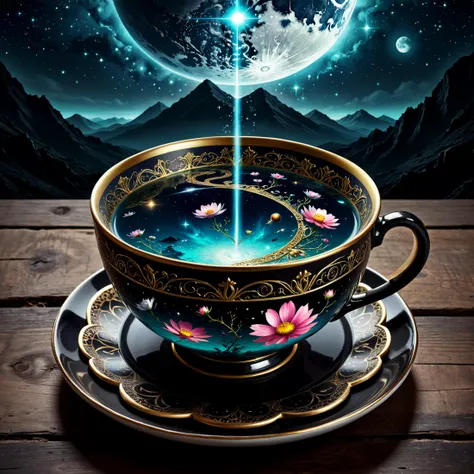 Masterpiece, intricate details,
The cosmos in a teacup,
Atmospheric, rustic, moody,
Fantasy style.
<lora:The_Dark_Side_of_the_Earth:0.25>
