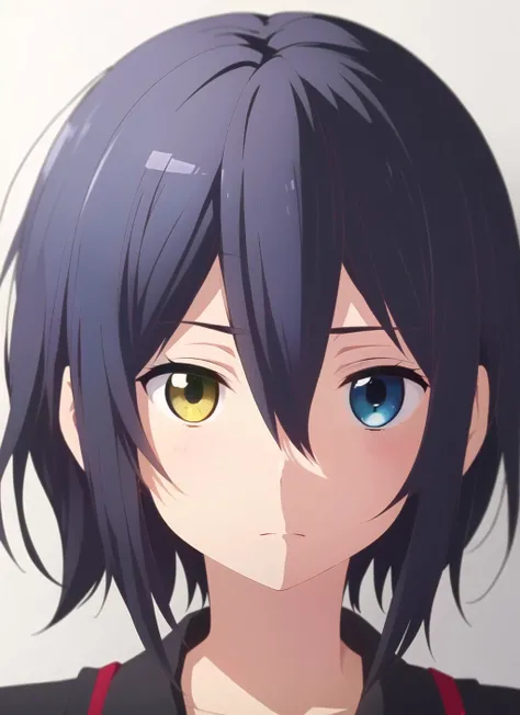 chuunibyou demo koi ga shitai <lora:chuunibyou_demo_koi_ga_shitai_offset:1>, masterpiece, best quality, 1girl, heterochromia, yellow eyes, solo, close-up, looking at viewer, black hair, blue eyes, hair between eyes, eye focus, short hair, bangs