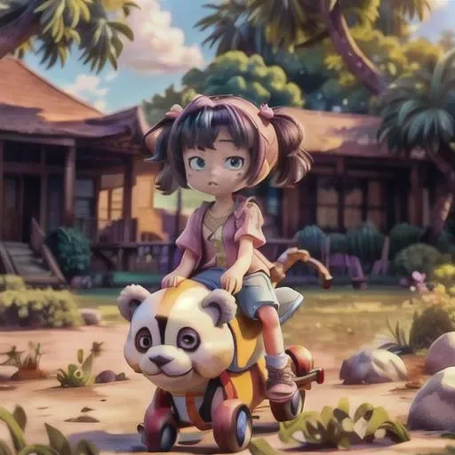 anime 8k wallpaper, ((masterpiece)),((best quality)), nice and detailed picture, <lora:riding_a:1>,1girl, girl riding on a panda,(toddler:1.5),crystal eye,blue eyes, pink hair, twintails, <lora:add_saturation:1.88>, <lora:add_detail:1>,