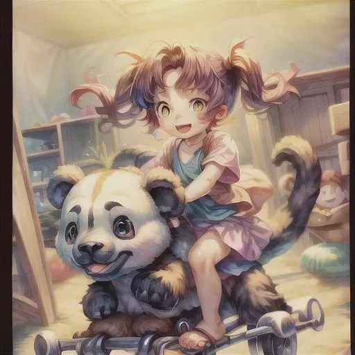 anime 8k wallpaper, ((masterpiece)),((best quality)), nice and detailed picture, <lora:riding_a:1>,1girl, girl riding on a panda,(toddler:1.5),crystal eye,blue eyes, pink hair, twintails, <lora:add_saturation:1.88>, <lora:add_detail:1>,