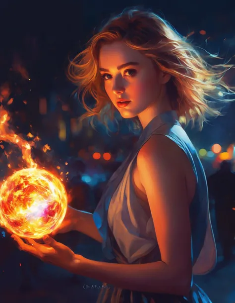 beautiful (ohwx woman)   <lora:kathryn_lora_sdxl_v1-000007:1> doing an epic dance with a ball of fire, art by ilya kuvshinov and lois van baarle ross tran trending on deviantart pinterest hyper detailed photorealistic highlights & shadow hd 8k post-processing high resolution award winning photography portrait cinematic lightning lighting chiaroscuro composition 85mm f1.4 dg os r lens in the style alphonse mucho le
