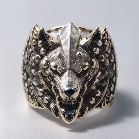 dragonhead ring, ((masterpiece):1.0), (werewolf:1.2), (ring:1.2), silver, a silver ring with a dragon head, (best quality), (great quality) <lora:elderring_V1:0.8> <lora:werewolfLora_v10:0.7>