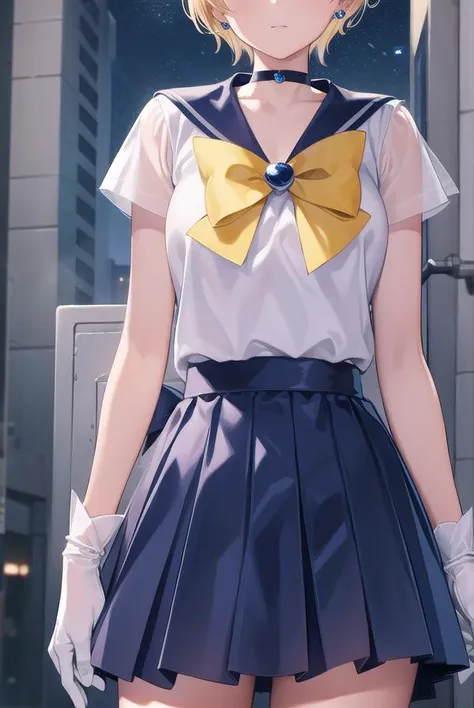 sailoruranus, <lyco:sailoruranus-lyco-nochekaiser:1>,
sailor uranus, blonde hair, blue eyes, (parted bangs:1.5), short hair, very short hair,
BREAK back bow, blue bow, blue choker, blue gemstone, blue sailor collar, blue skirt, bow, bowtie, choker, circlet, earrings, elbow gloves, gem, gloves, jewelry, miniskirt, pleated skirt, sailor collar, shirt, short sleeves, skirt, white gloves, white shirt, yellow bow, yellow bowtie,
BREAK outdoors, city,
BREAK looking at viewer, (cowboy shot:1.5),
BREAK <lyco:GoodHands-beta2:1>, (masterpiece:1.2), best quality, high resolution, unity 8k wallpaper, (illustration:0.8), (beautiful detailed eyes:1.6), extremely detailed face, perfect lighting, extremely detailed CG, (perfect hands, perfect anatomy),