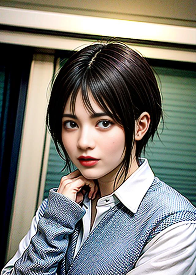 (best quality, masterpiece, intricate details:1.4),(high detail skin:1.2),(high detail face:1.2), (realistic, photo realistic:1.3), detailed skin, detail up, looking at viewer,(realistic:1.3),photorealistic,Full shot,
fullbody, a girl, hayashiruna, <lora:NogiHayashiRuna_v10:0.8>, short salon hair, bangs, wearing a (flight attendant uniform), including a (shirt), walking in the airport terminal, busy travelers hurrying to their gates, many passengers passing by, (airport), (detailed terminal), (uniform), (shirt), (flight attendant), (very short hair), (reflection)