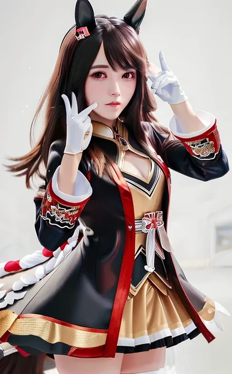 <lora:koreanDollLikeness_v15:0.5>,<lora:kitasanBlack_10:0.8>,highres,((masterpiece, best quality)),horse ears,white gloves,closed mouth,long hair,