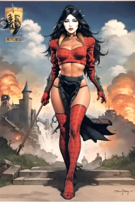 woman bodybuilder with very large calves very beautiful resemblance sailor uniform, full body standing symmetrical lustful smirking smile face (red blush), martial art, bouquet of flowers holding, full body toe to head, feet together, high boots, big breast, paladin warrior knight, hands on hips. red tattoo on belly, bedroom background, royal bedroom