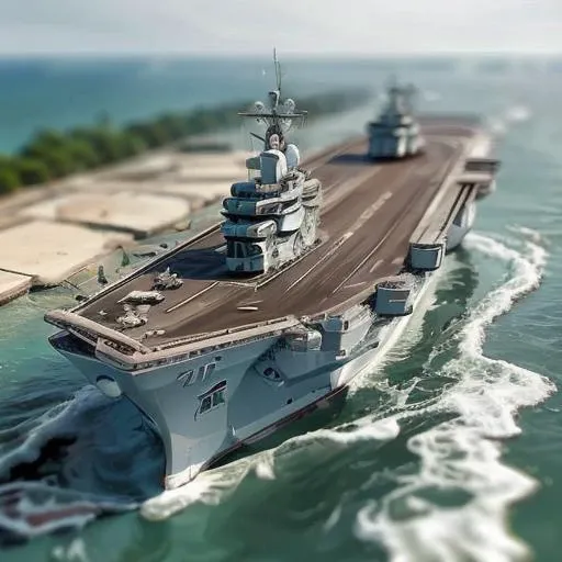 aircraft carrier in a bathtub <lora:tilt-shift:1>