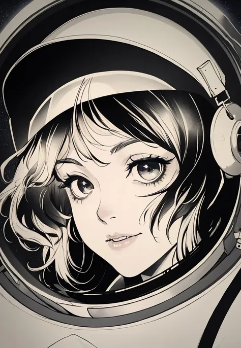 1 girl,  starry sky,   close-up,   long hair,  <lora:HQ_Style:.7>,astronaut helmet